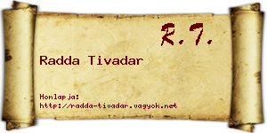 Radda Tivadar névjegykártya